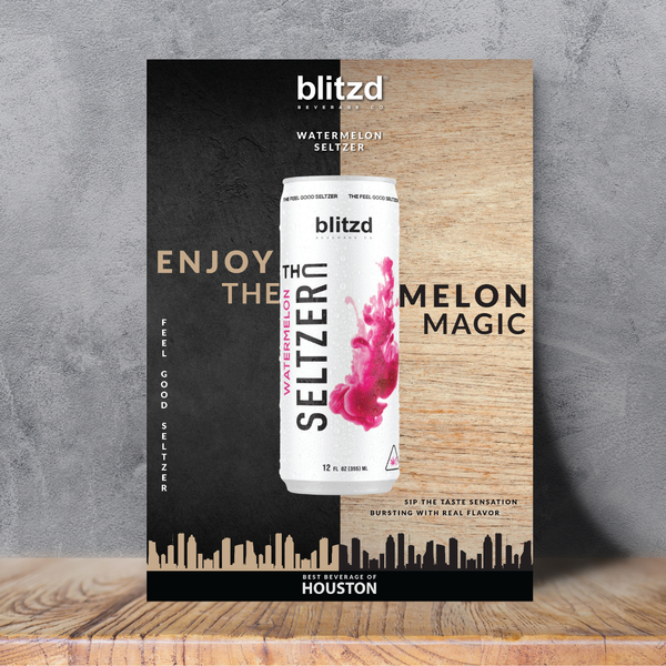D Squared Worldwide Inc Marketing Material Watermelon Blitzd Flavor Specific - THC Seltzer A4 Poster
