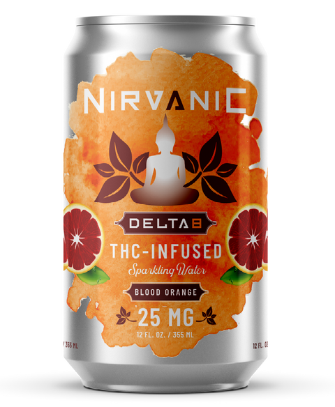 D Squared Worldwide Inc Beverages Blood Orange Nirvanic Delta 8 Sparkling Water - THC Seltzer Drinks - Case of 24 Cans