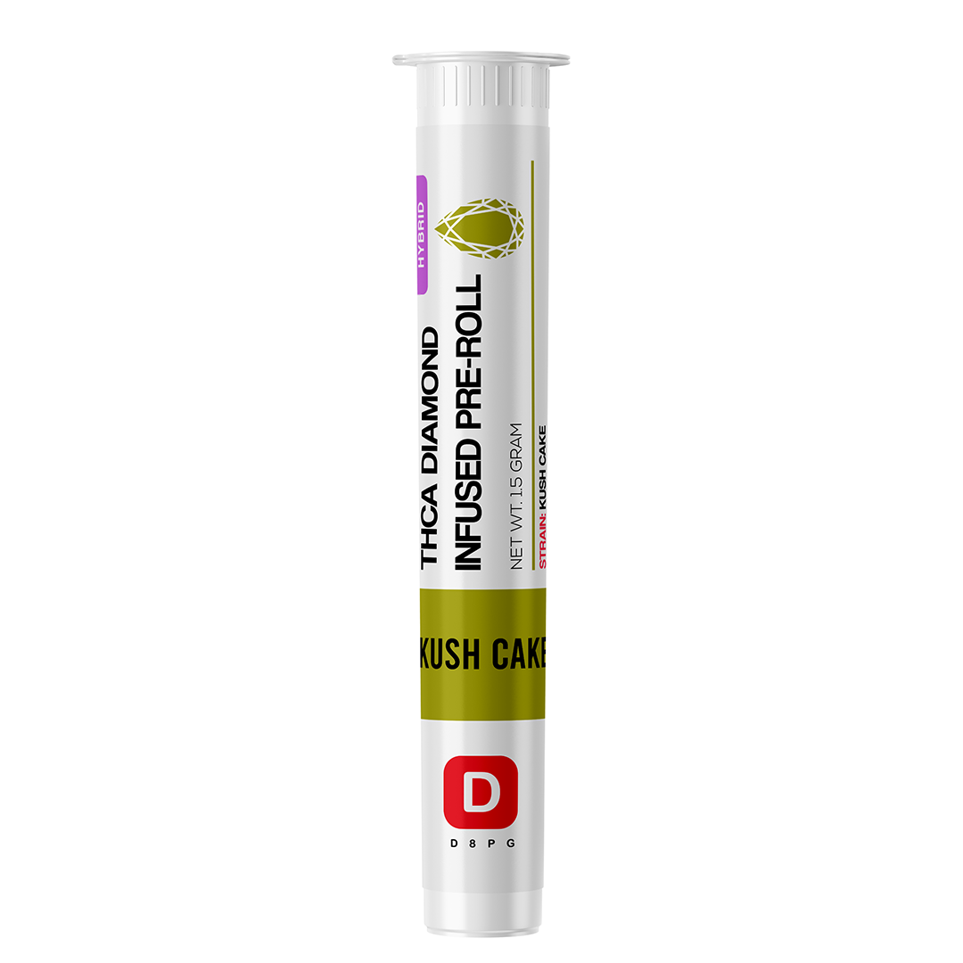 D Squared Worldwide Inc Smokables Kush Cake - HYBRID THCA Diamond Infused Pre Roll