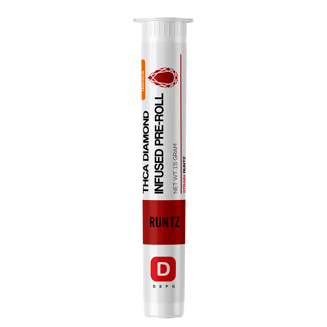 D Squared Worldwide Inc Smokables Runtz - INDICA THCA Diamond Infused Pre Roll